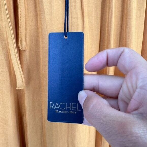 NWT RACHEL Rachel Roy Women's High-Rise Elastic Waist Wide Leg Pants Gold Medium - Picture 3 of 9